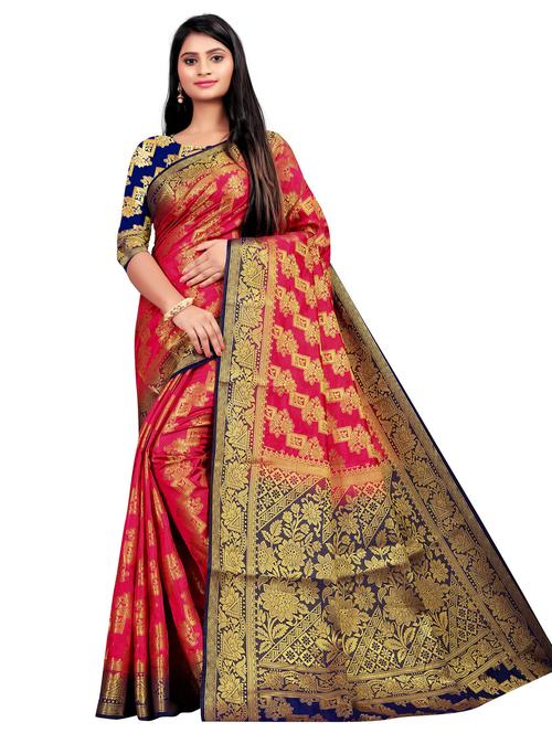 zari woven kanjivaram saree with blouse - 19863025 - Very Small Image - 1