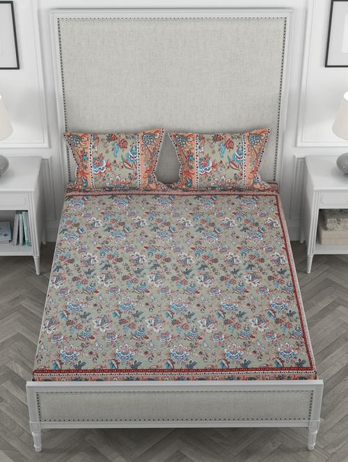 super king size fitted printed double bedsheets with 2 pillow covers - 19864053 - Very Small Image - 1