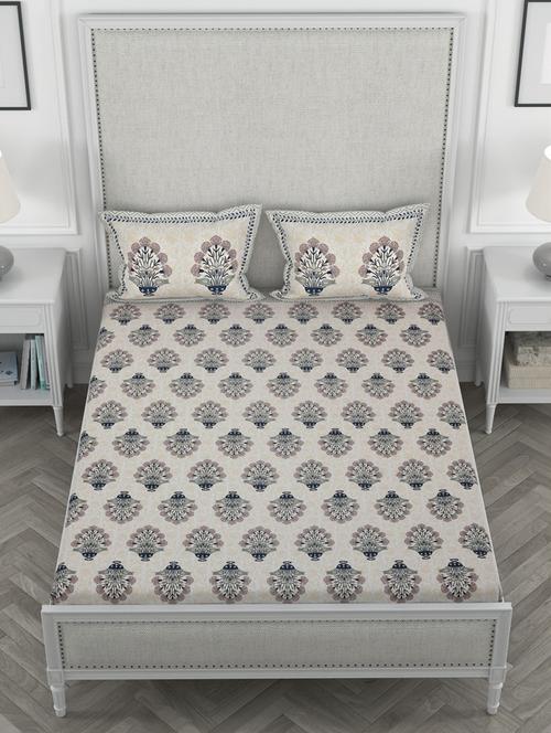 super king size fitted printed double bedsheets with 2 pillow covers - 19864055 - Very Small Image - 1
