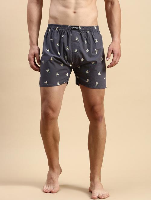 men's birds printed cotton boxers - 19864186 - Very Small Image - 1