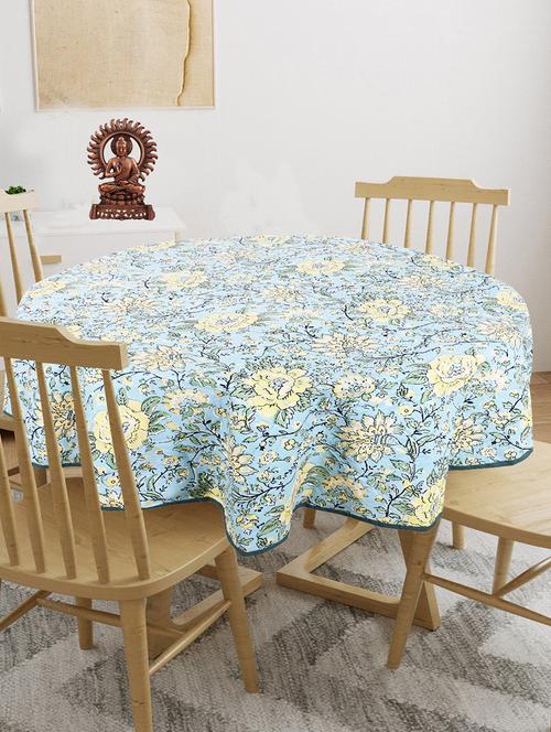 texstylers green floral cotton 4 seater 48 inch round coffee table cloth - 19865704 - Very Small Image - 1