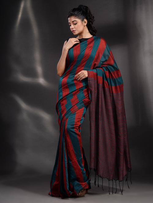 stripes woven saree with blouse - 19865927 - Very Small Image - 1
