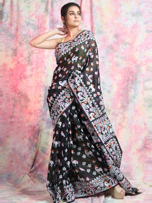 women self design jamdani saree - 19865932 - Very Small Image - 1