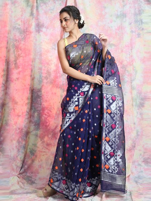 women self design jamdani saree - 19865965 - Very Small Image - 1