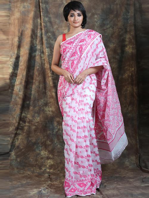 women self design jamdani saree - 19865973 - Very Small Image - 1