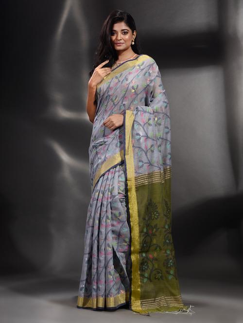 self design woven saree with blouse - 19866000 - Very Small Image - 1