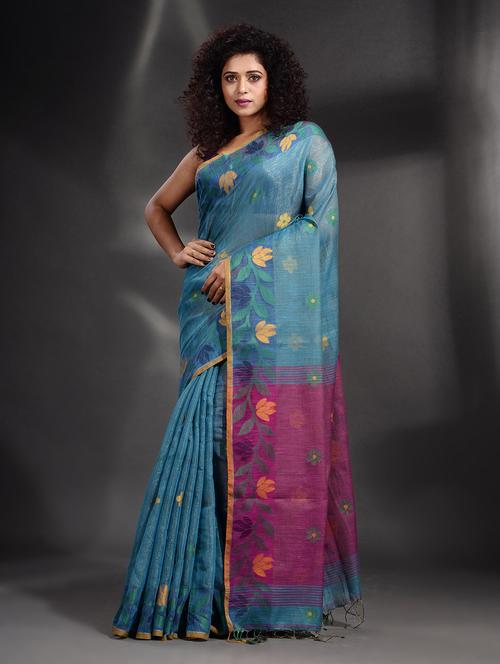 women's self design teal colored saree - 19866033 - Very Small Image - 1