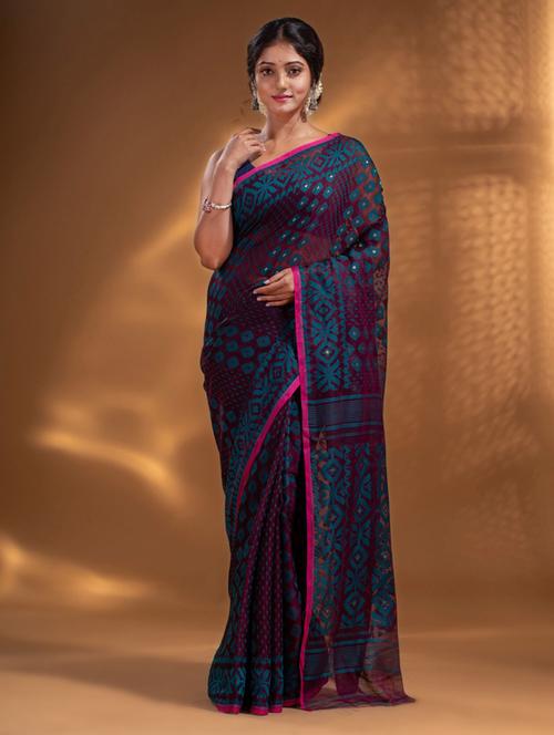 purple cotton silk saree with blouse - 19866148 - Very Small Image - 1