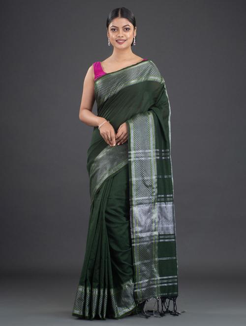 green cotton saree with blouse - 19866281 - Very Small Image - 1