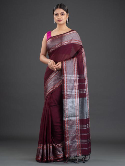 red cotton saree with blouse - 19866285 - Very Small Image - 1