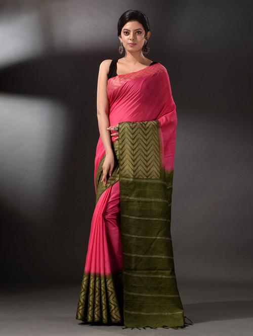 women's self design pink colored saree with blouse - 19866472 - Very Small Image - 1