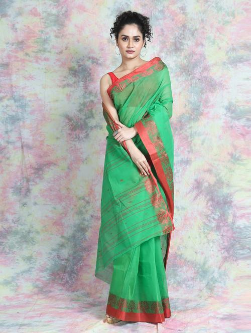 women solid woven saree with blouse - 19866674 - Very Small Image - 1