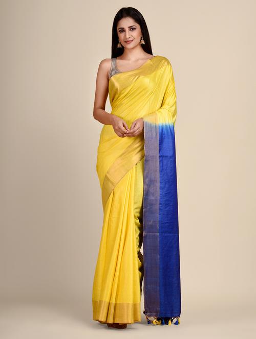 yellow ombre saree with blouse - 19866698 - Very Small Image - 1