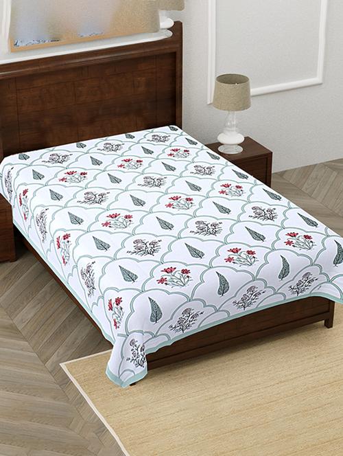 texstylers pure cotton white base floral 60x90 inches single bedsheet - 19866719 - Very Small Image - 1