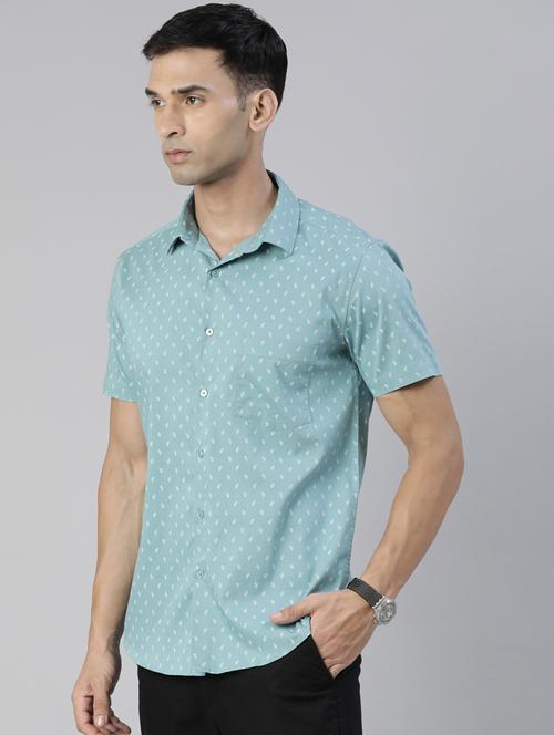 mens micro print casual shirt - 19866815 - Very Small Image - 1