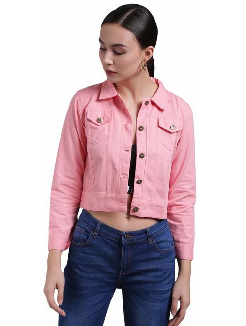 solid pink denim jacket - 19867030 - Very Small Image - 1