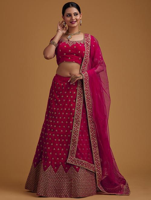 self design semi-stitched flared lehenga - 19867296 - Very Small Image - 1