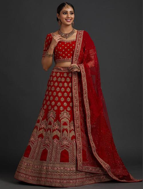 self design semi-stitched flared lehenga - 19867304 - Very Small Image - 1