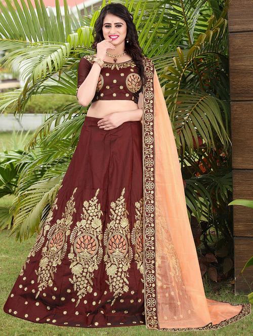 embroidered panelled lehenga choli set with dupatta - 19867333 - Very Small Image - 1