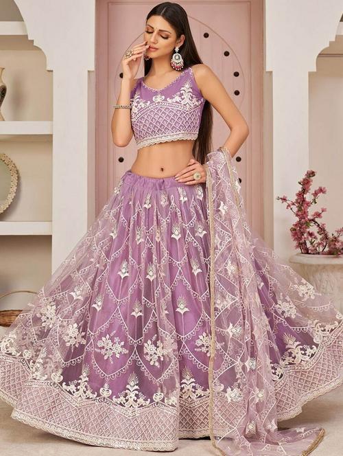 embroidered flared lehenga choli set with dupatta - 19867339 - Very Small Image - 1