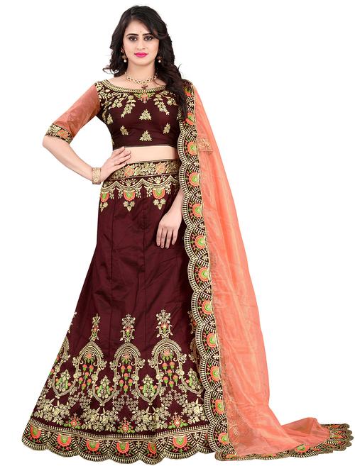 embroidered panelled lehenga choli set with dupatta - 19867340 - Very Small Image - 1