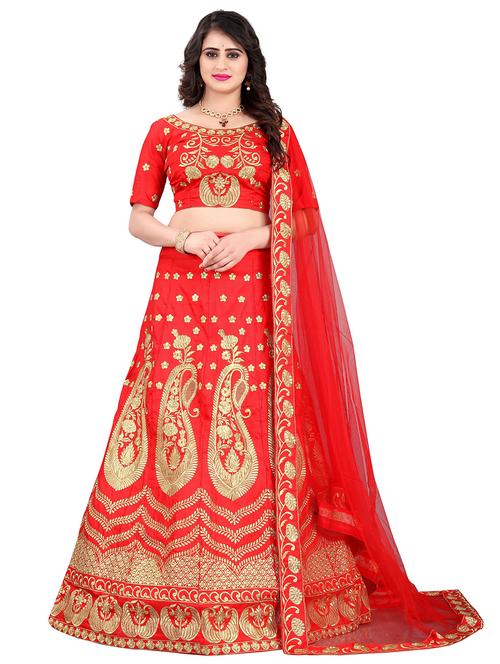 embroidered panelled lehenga choli set with dupatta - 19867342 - Very Small Image - 1