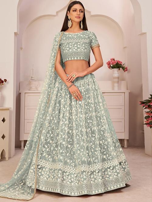 embroidered flared lehenga choli set with dupatta - 19867348 - Very Small Image - 1