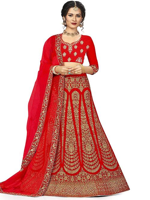 embroidered panelled lehenga choli set with dupatta - 19867390 - Very Small Image - 1