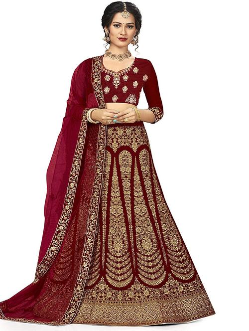embroidered panelled lehenga choli set with dupatta - 19867391 - Very Small Image - 1