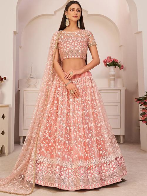 embroidered flared lehenga choli set with dupatta - 19867394 - Very Small Image - 1