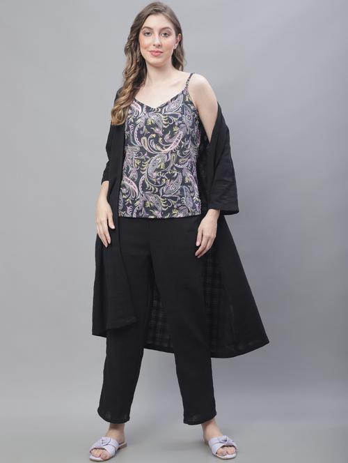v-neck printed nightwear pyjama set - 19867441 - Very Small Image - 1