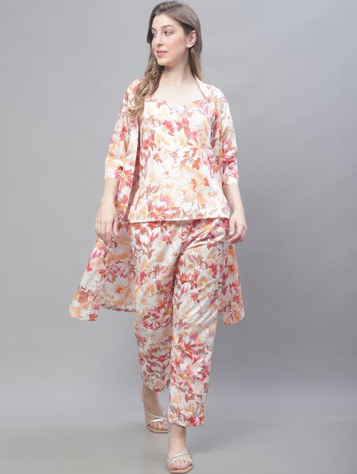 v-neck printed nightwear pyjama set - 19867444 - Very Small Image - 1