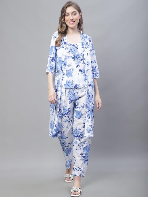 v-neck printed nightwear pyjama set - 19867448 - Very Small Image - 1