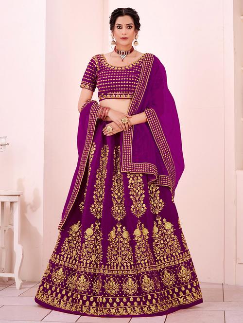 embroidered flared lehenga choli set with dupatta - 19869260 - Very Small Image - 1