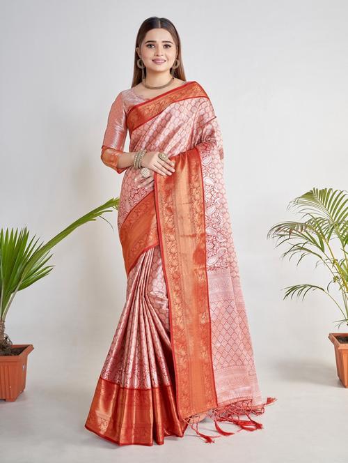 zari woven banarasi saree with blouse - 19869333 - Very Small Image - 1