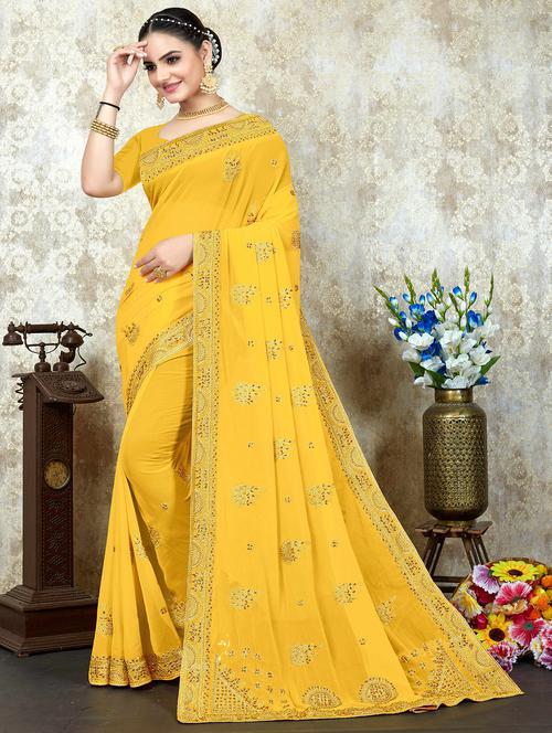 embroidered saree with blouse - 19869339 - Very Small Image - 1