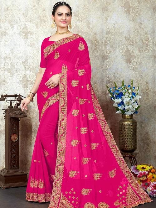 embroidered saree with blouse - 19869340 - Very Small Image - 1
