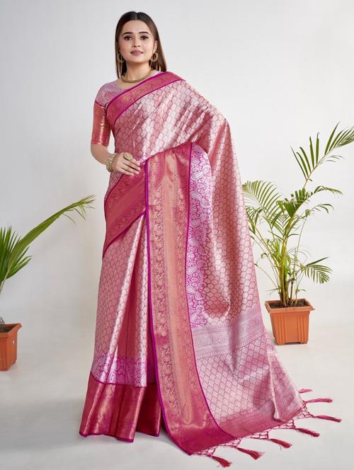 zari woven banarasi saree with blouse - 19869343 - Very Small Image - 1