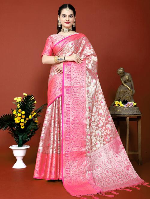 zari woven banarasi saree with blouse - 19869349 - Very Small Image - 1
