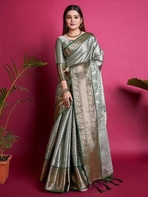 zari woven banarasi saree with blouse - 19869356 - Very Small Image - 1