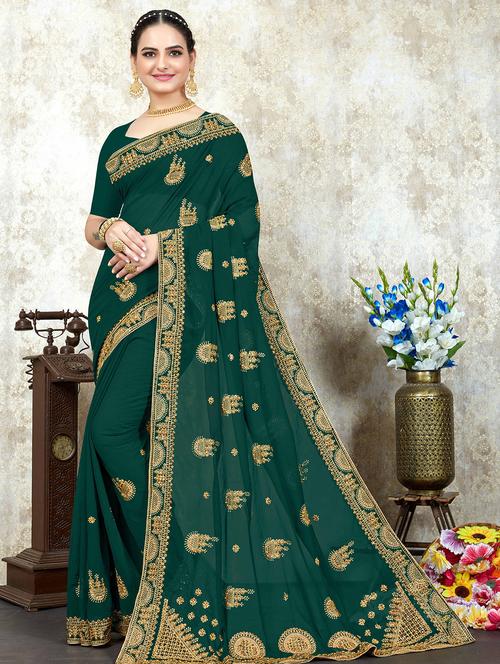 embroidered saree with blouse - 19869360 - Very Small Image - 1