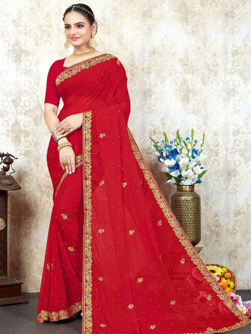 embroidered saree with blouse - 19869372 - Very Small Image - 1