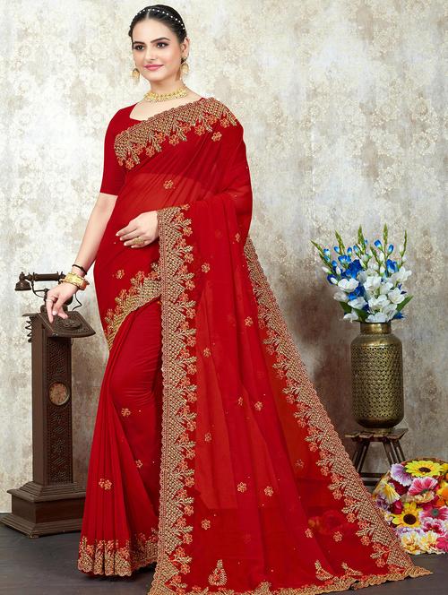 embroidered saree with blouse - 19869387 - Very Small Image - 1