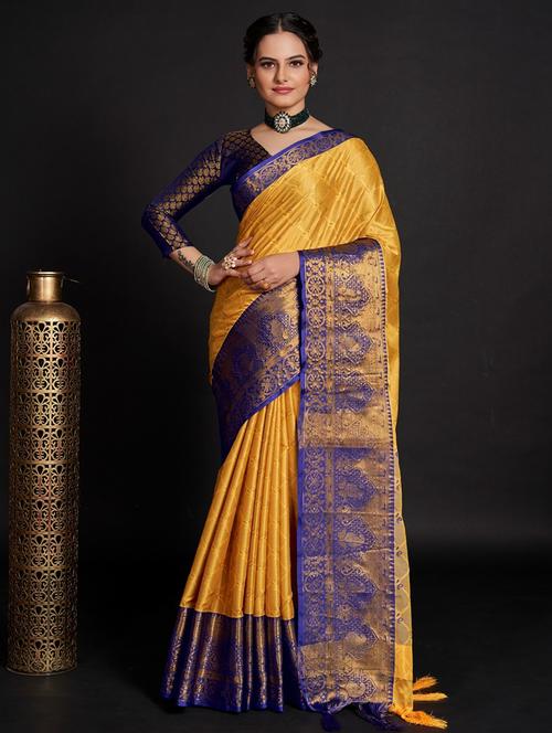 zari woven banarasi saree with blouse - 19869423 - Very Small Image - 1