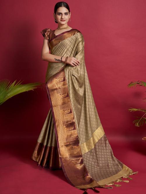 zari woven banarasi saree with blouse - 19869432 - Very Small Image - 1