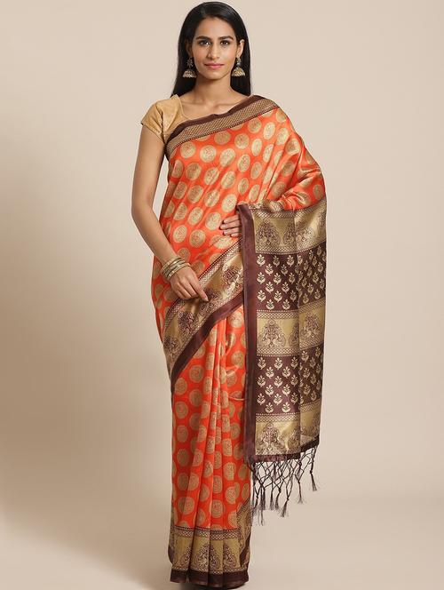 self design printed saree with blouse - 19870940 - Very Small Image - 1