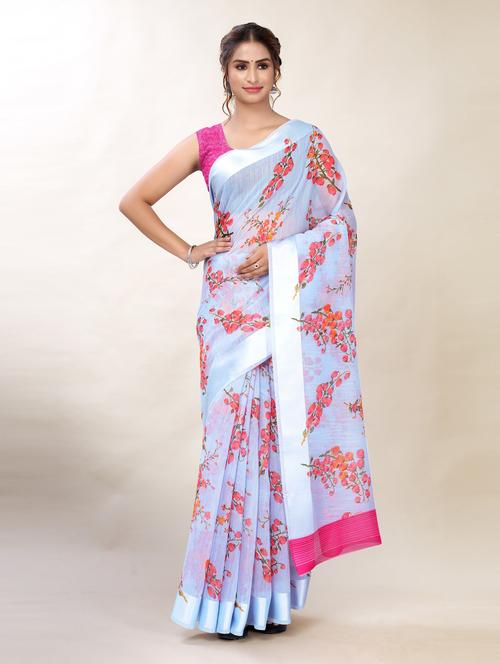 florals printed saree - 19870949 - Very Small Image - 1