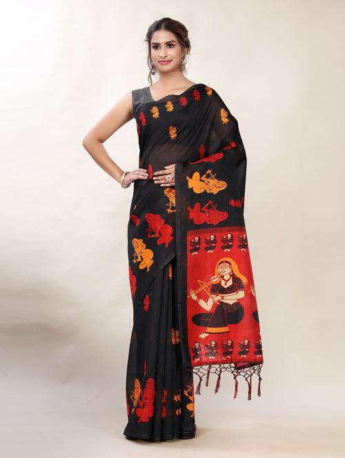 self design printed saree with blouse - 19870957 - Very Small Image - 1