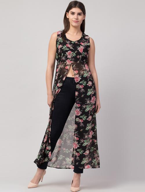 florals printed front slit kurta - 19871045 - Very Small Image - 1