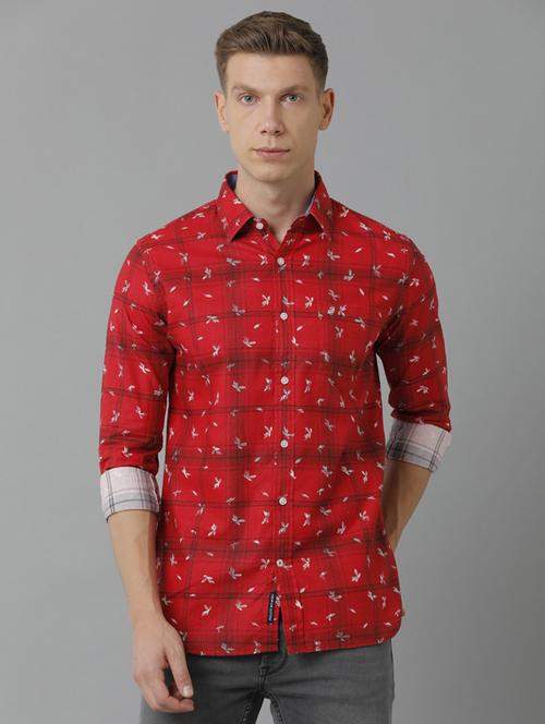 red cotton blend casual shirt - 19871232 - Very Small Image - 1
